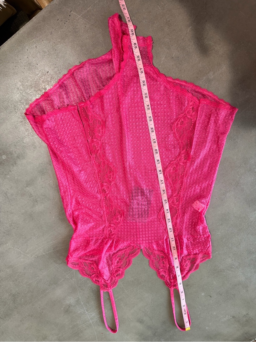 Vintage Lace Chemise Slip in Hot Pink - Picture 6 of 7